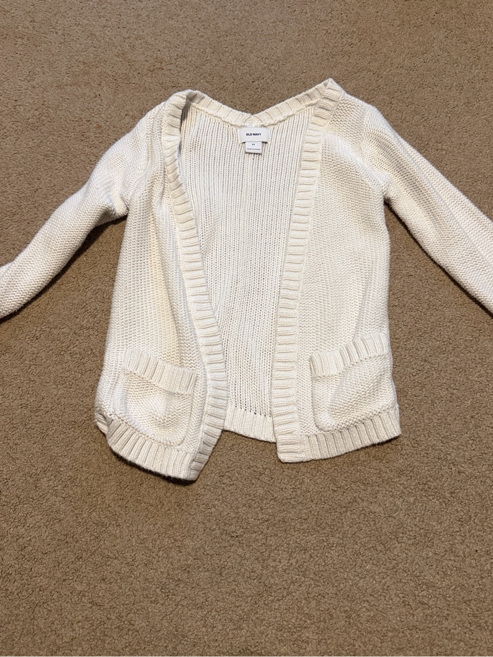 Old Navy Cream Open-Front Knit Cardigan